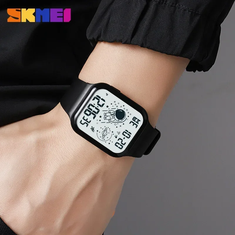 SKMEI Back Light Display Wristwatches For Mens 5Bar Waterproof Watch reloj hombre Creative Astronaut Dial Calendar watch 1863