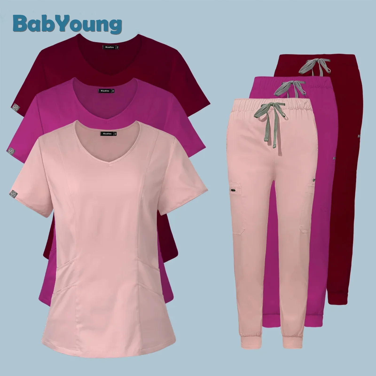 Hospital Scrub Working Uniform Nursing Scrub Set Nurse 2025 Workwear Women Health new Service Work Clothing Top and Pant Scrubs Uniforms