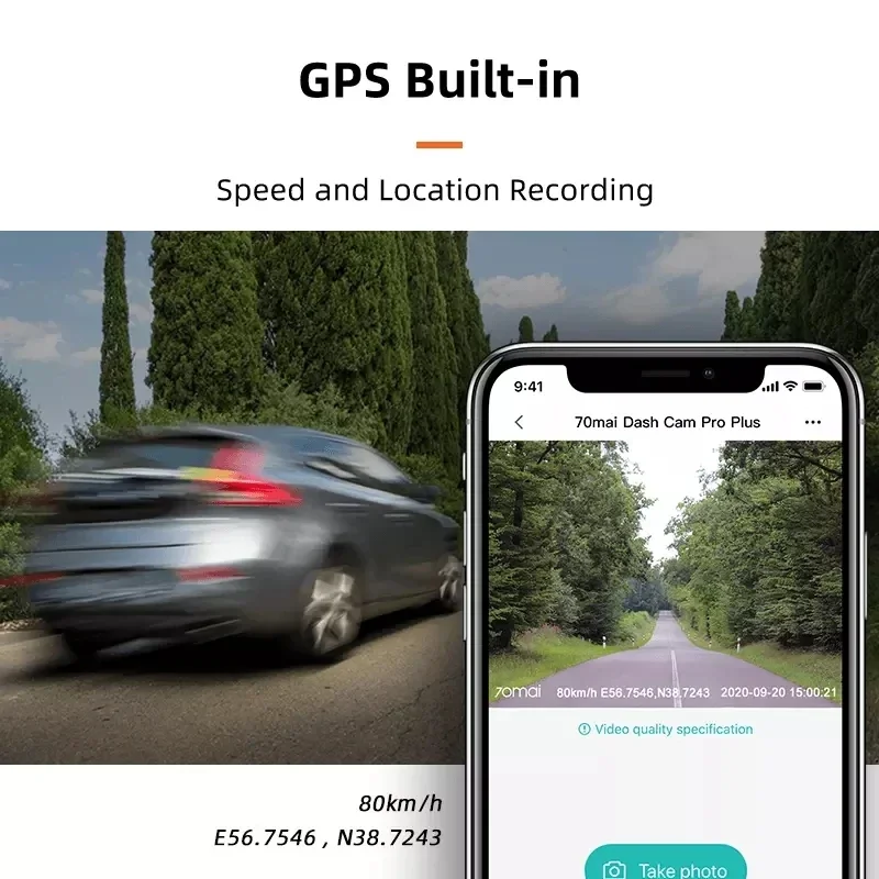 70mai Dash Cam Pro Plus A500S 1944P ADAS GPS Camera 70mai A500S Car DVR 140FOV Recorder Support Rear Cam for xiaomi