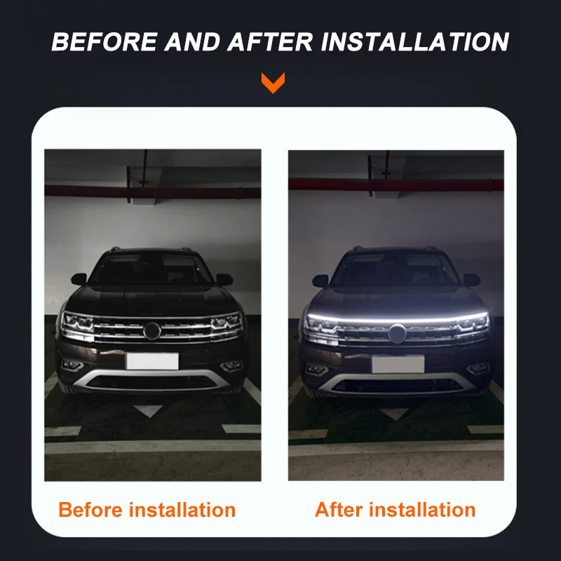 BLALION LED Daytime Running Light Scan Starting Car Hood Decorative Lights DRL Car Engine Hood Guide Decorative Ambient Lamp 12V