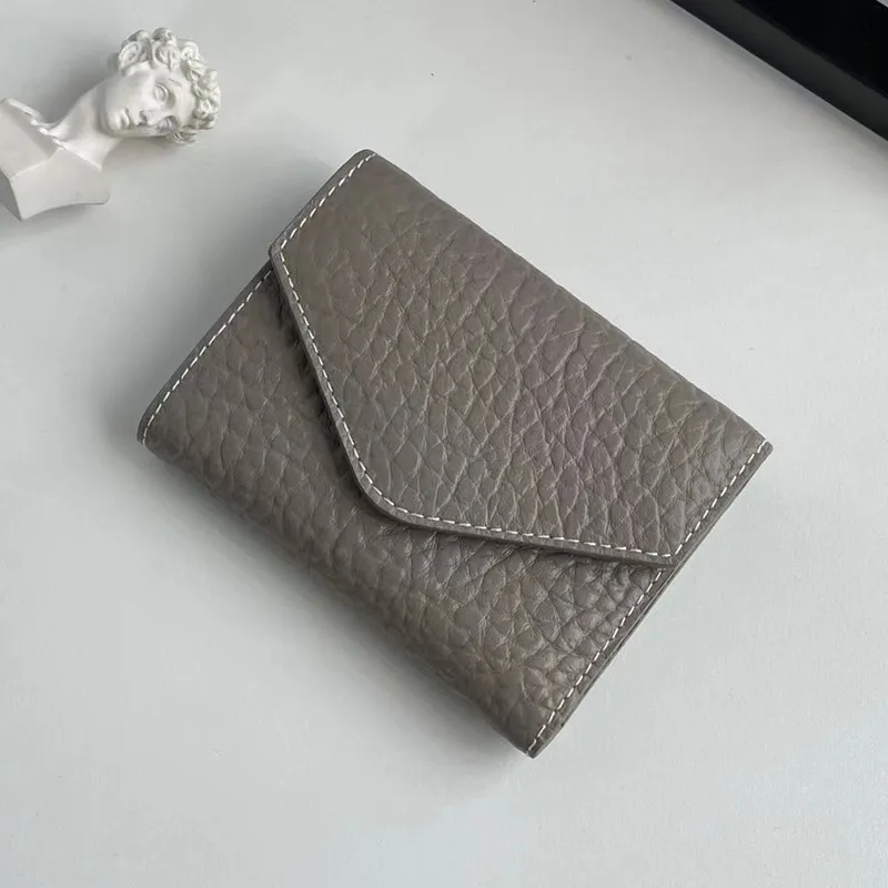 Genuine Leather Lady Wallet 2023 New High-End Elephant-Print Short Money Clip Multi-purpose Pocket Cowhide Purse