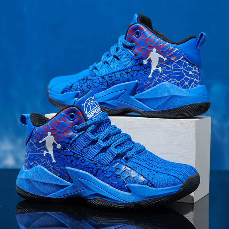 Children Basketball Shoes Casual Breathable Lightweight Couple Trainers Rubber Soled Comfortable Training Sneakers for Kids