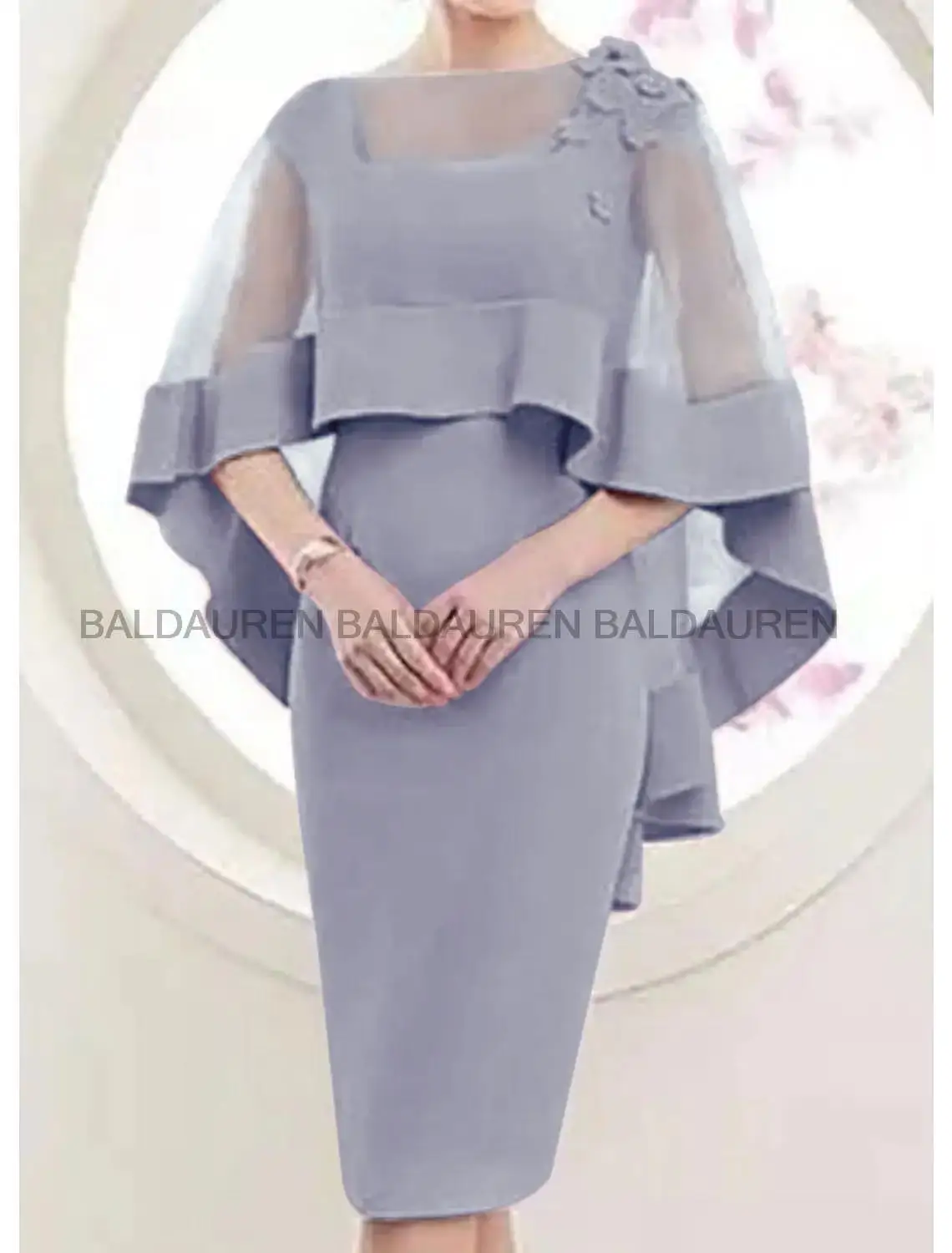 Pink Plus Size Mother Of The Bride Dresses Shealth Square Collar Flowers Short Mother Of Groom Dressses Robe Mere De Mariee E