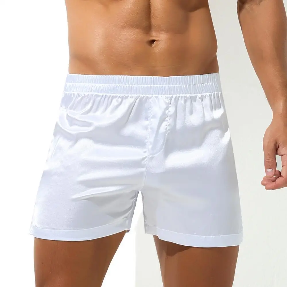 Men's new 2025 Pamas Shorts Soft Silky Underwear Men Boxers Shorts Sleep Bottoms Homewear Sleepwear Loose Lounge Shorts