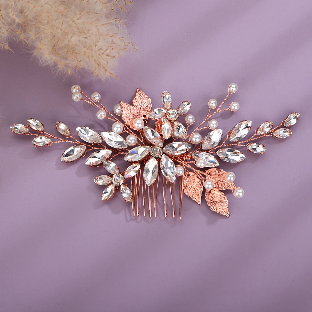 2025 Blue new Red Rhinestone Bridal Headpiece Women Handmade Hair Comb Party Wedding Head Accessories Jewelry Sier Gold Party Tiaras