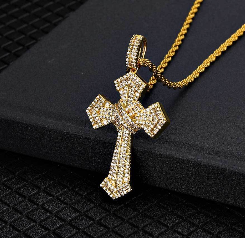 Pendant Necklaces Goth Pendants Necklace For Women Classic Cross Choker Chain Zircon Light Gold Color Womens Wholesale Jewelry Drop D Dhhjr