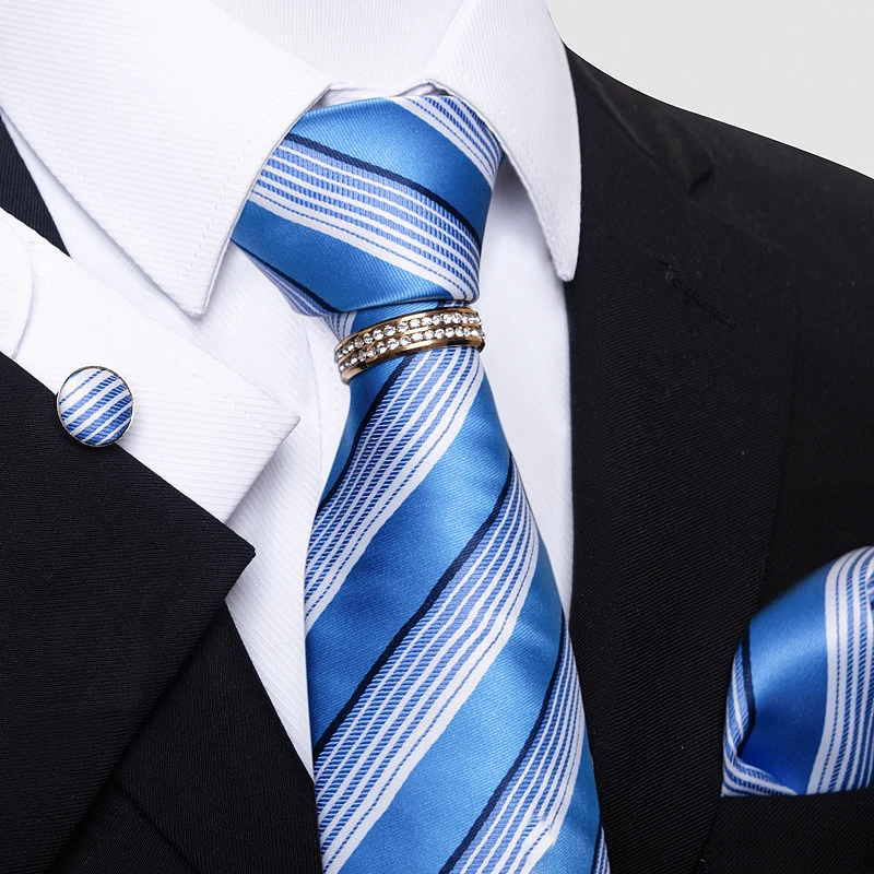 Tie Pocket Squares For Men Necktie Set Blue Man Wedding Accessories Dot Fit Workplace