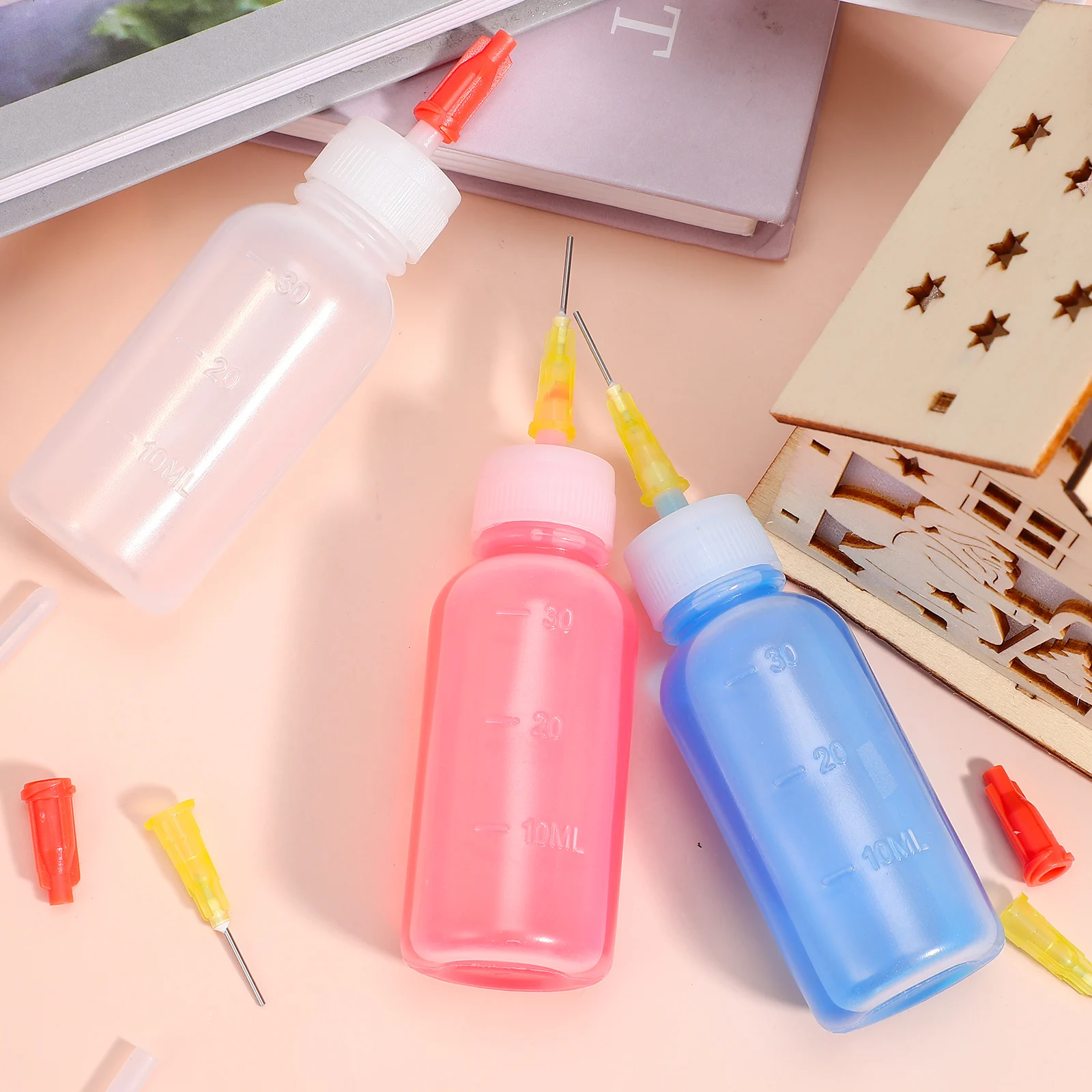 6 new Sets Applicator Tip Bottles Scale Needle Tip Squeeze Bottles Glue Applicator Bottle Glue 2025 Dropper Bottles Ink Oil Dispenser