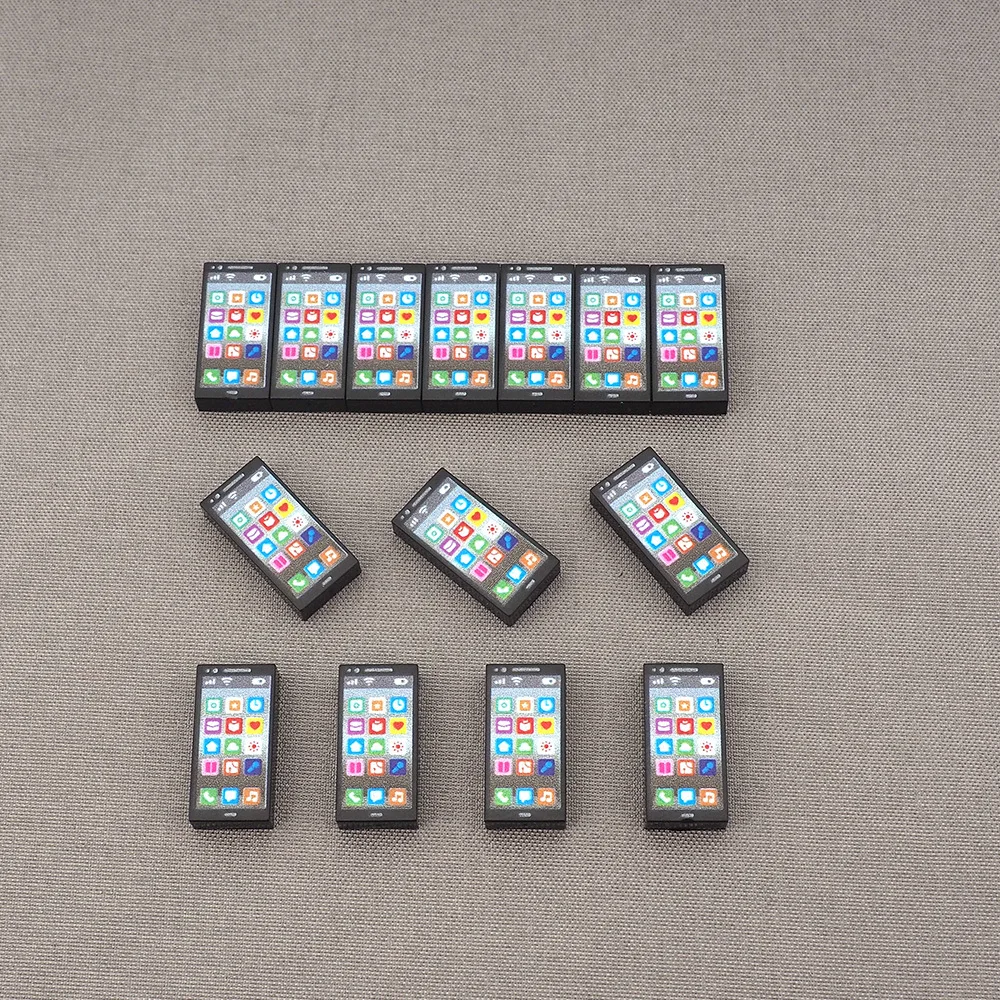 MOC 10PCS 3069 Modern Mobile Phone Printed Pattern Building Blocks Scene Matching Compatible Accessories DIY Toys Children Gifts