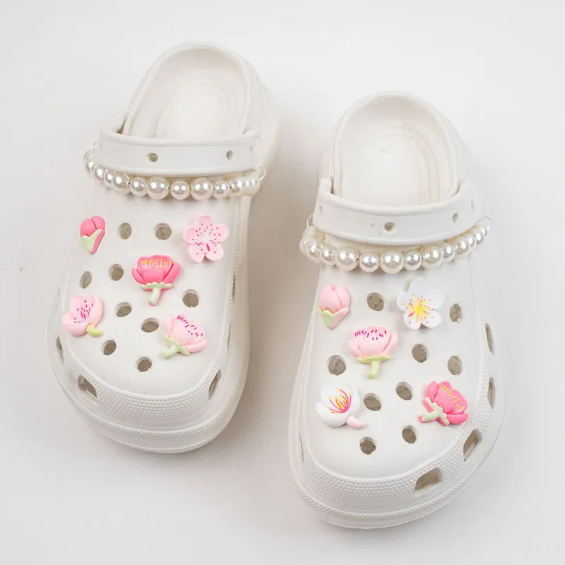 2024 Hot Salling Colorful Flowers Resin Hole Shoe Charm Accessories Diy Shoe Buckle Decor Fit Pins shoes Charms Kid Party Gift
