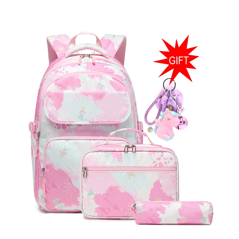 Large School Backpack Bags For Girls School Bag with Lunch Box Pencil Case Waterproof Backpack Children School Supplies Set