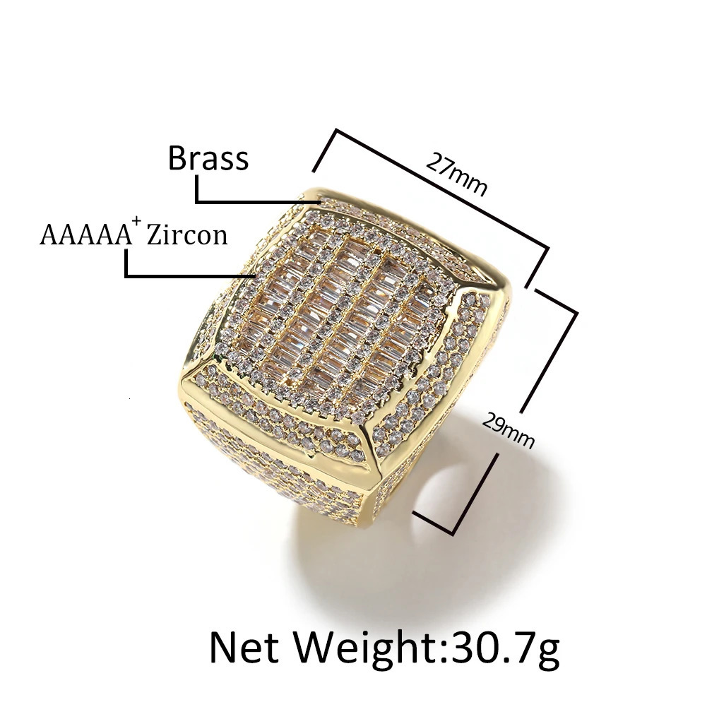 THE BLING KING Mens Iced Square Ring Micro Paved 5A Cubic Zircon Hip Hop Cluster Pinky Radiant Baguette Champion Jewelry 240521