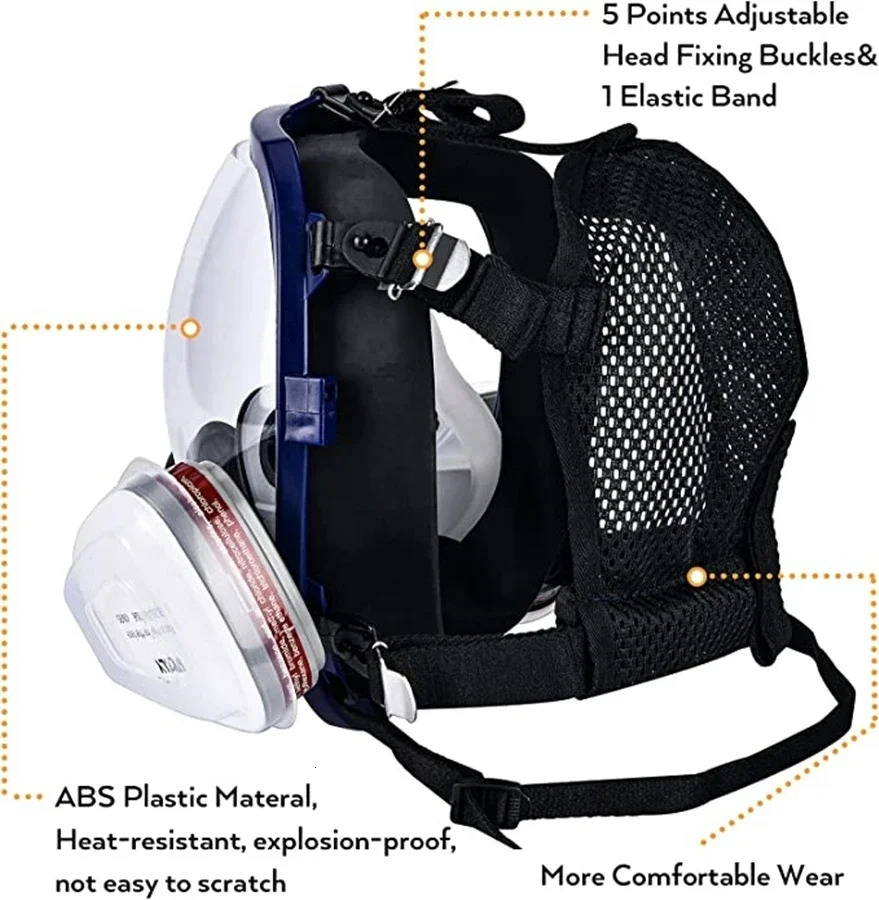 Chemical mask 6800 15/17 in 1 gas mask dust respirator paint insecticide spray silicone full face filter for laboratory welding 240515