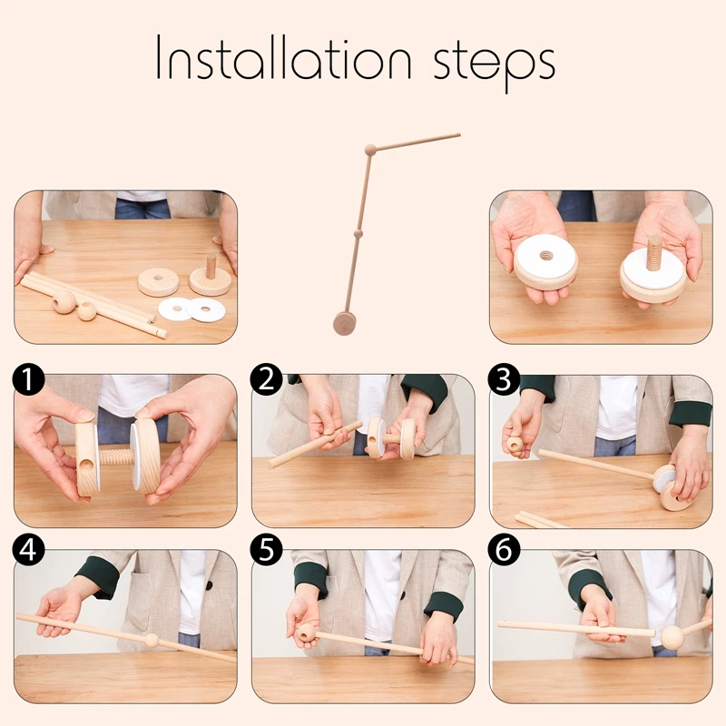 Baby Wooden Bed Bell Bracket 0-12 Months Mobile Hanging Rattles Toy 2025 Hanger Baby Crib Mobile Bed Bell Wood Toy Holder new Arm Bracket