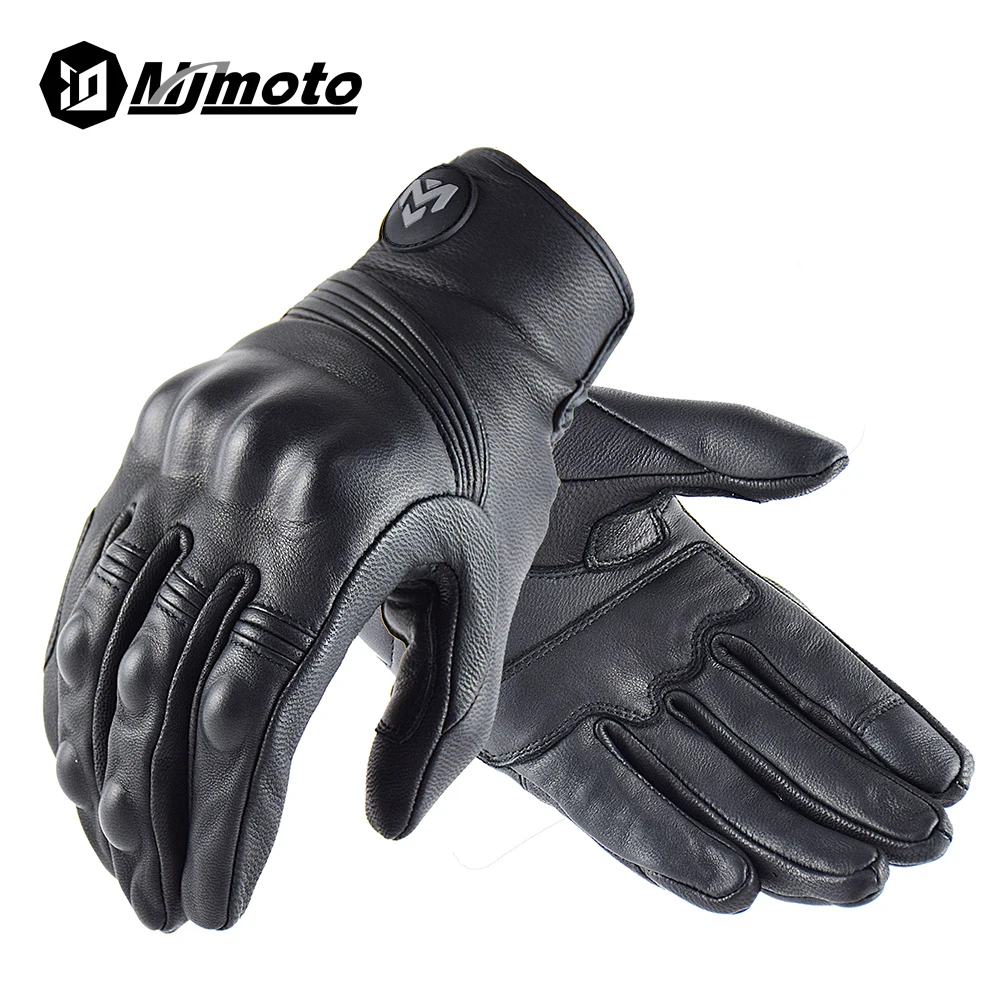 Classic Retro 2025 Cow Leather Motorcycle Gloves Black new Full Finger Gloves Motorbike Locomotive Gloves Touch Screen Guantes Moto Glove