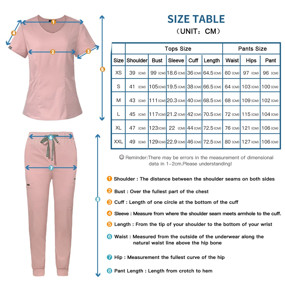 Hospital Scrub Working Uniform Nursing Scrub Set Nurse 2025 Workwear Women Health new Service Work Clothing Top and Pant Scrubs Uniforms