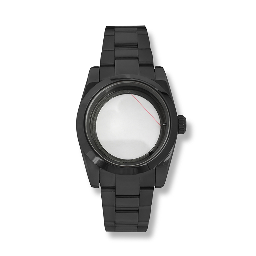 39mm / 36mm Black Oyster Perpetual Sapphire Glass Watch Case, For NH35 NH36 NH70 Movement, Full Sand Strap/Jubilee Bracelet