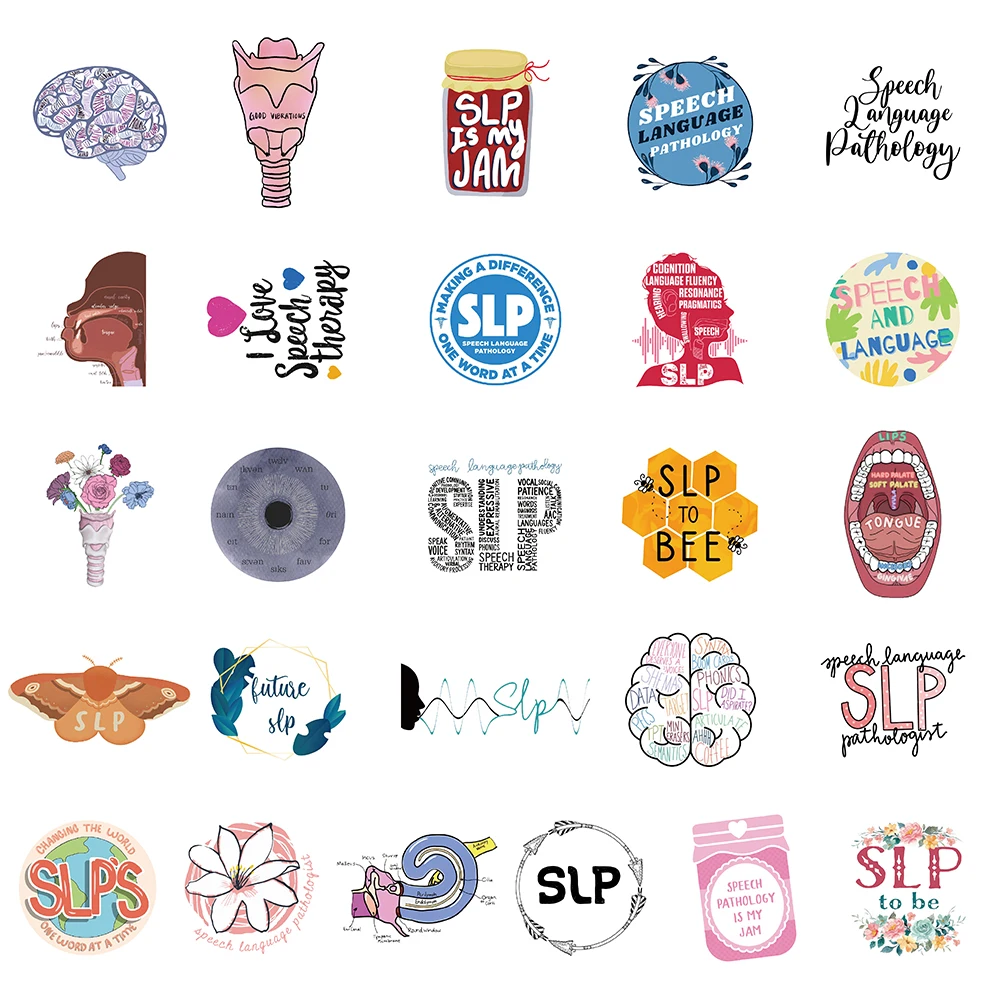 10/56pcs SLP Stickers Speech Language Pathologist new Aesthetic Vinyl Waterproof Stickers for 2025 Water Decals for Kids Teens Adults