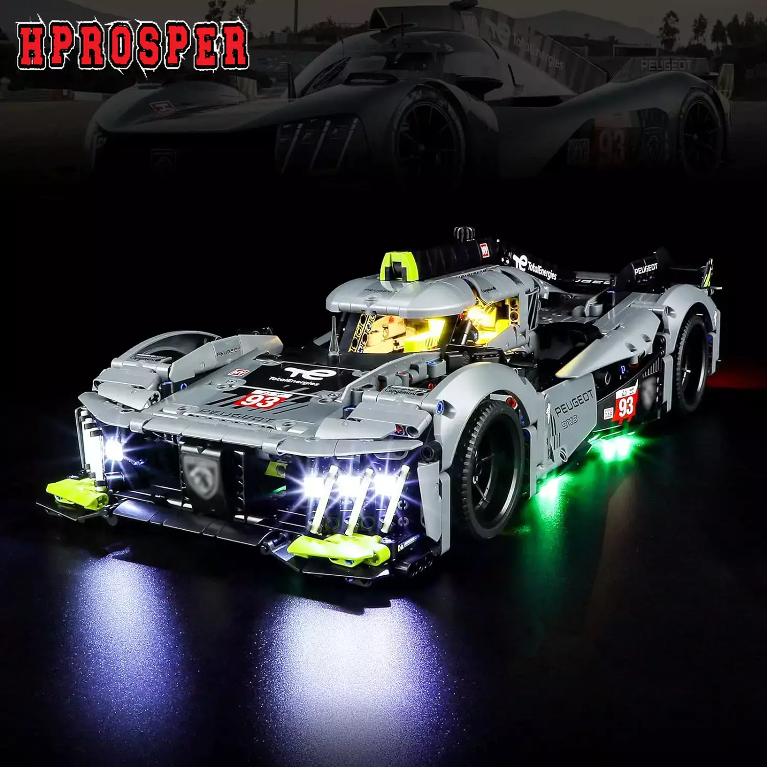 Hprosper LED Lights for Technic 42156 Peugeot 9X8 24H Le Mans Hybrid Hypercar Racing Car (Not Include Lego Building Blocks Set)