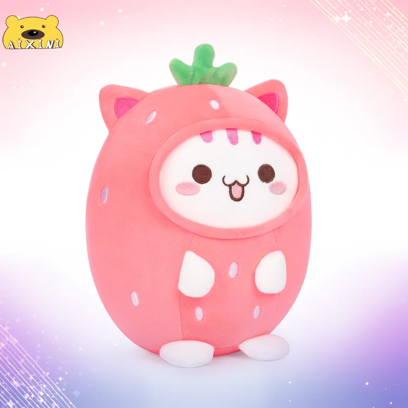 AIXINI 10 Style Strawberry White Cat Squishy Plush Pillow Kawaii Stuffed Panda Pig Animals Plushie Doll Baby Plushy Throw Pillow