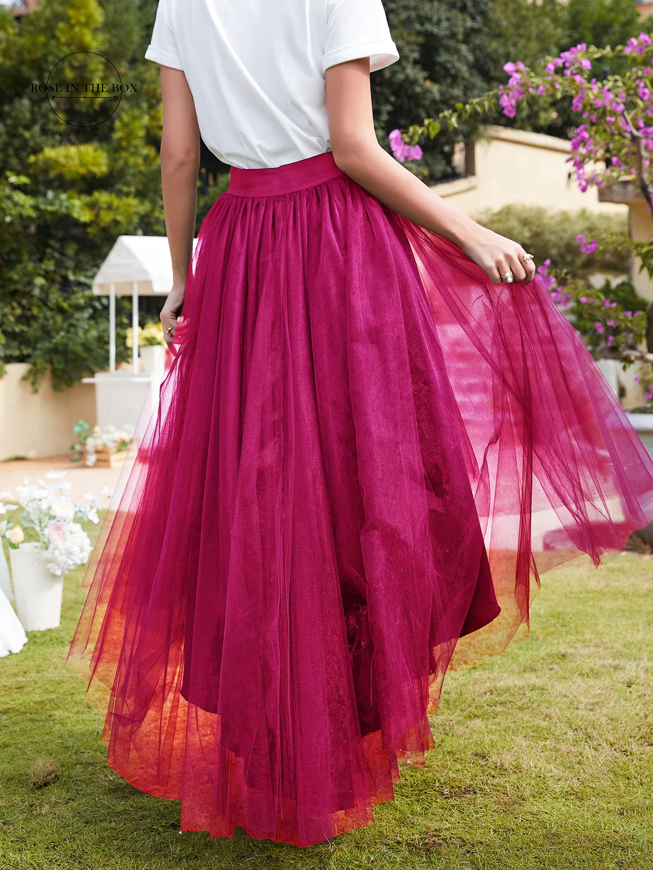 2023 Fuchsia Tulle 2025 Skirt Summer High-Low Tutu Skirts Underskirt For Women Shows Dance Party Skirts Faldas new Mujer Moda