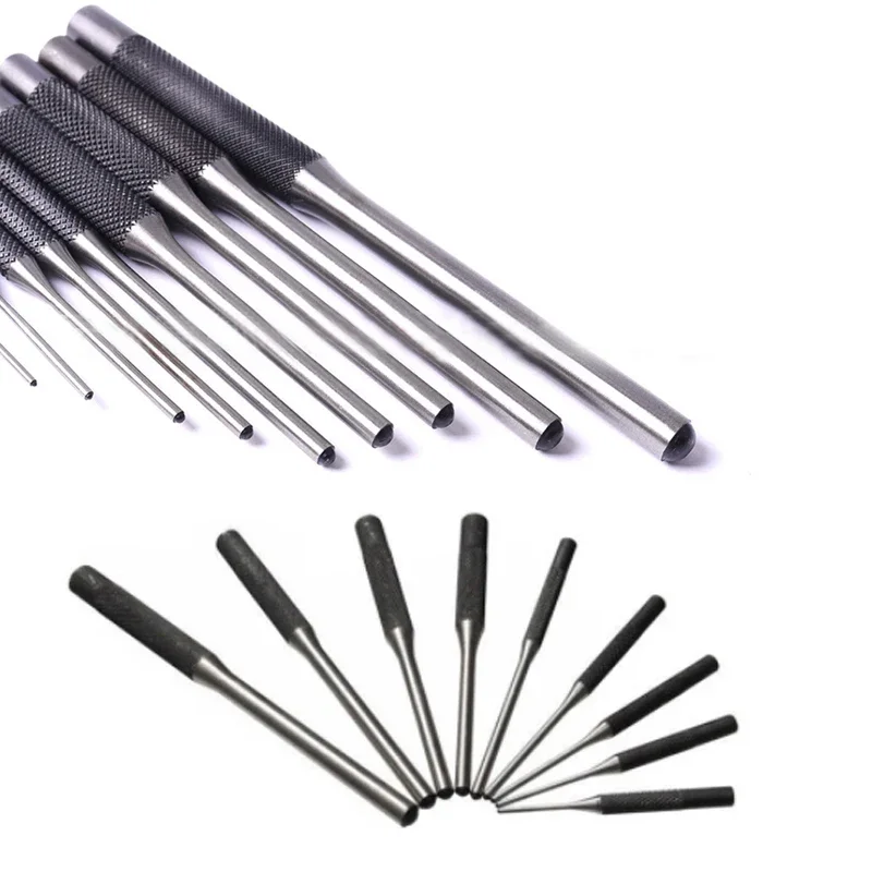 9Pcs 2025 Steel Multi Size Round Head Pins Punch new Set Grip Roll Pins Punch Tool Kit Professional Hollow End Starter Punch Chisel Tools