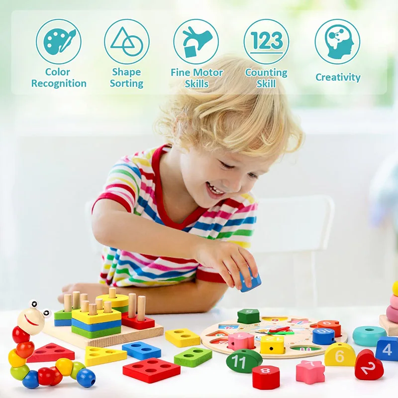 Montessori Baby Toys 0 12 Months 2025 Wooden Toys new Puzzle Beads Early Educational Toy for Children 1 2 3 Year Boys Girls Xylophone