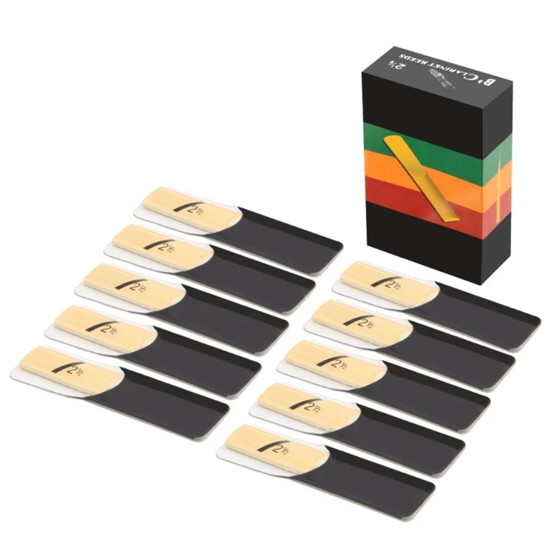 M5TC 10pcs Bb Tone Clarinet Reed 1.5/2.0/2.5/3.0/3.5/4.0 Strength Traditional Reeds with Thinner Reed Tip & Unfiled Cut