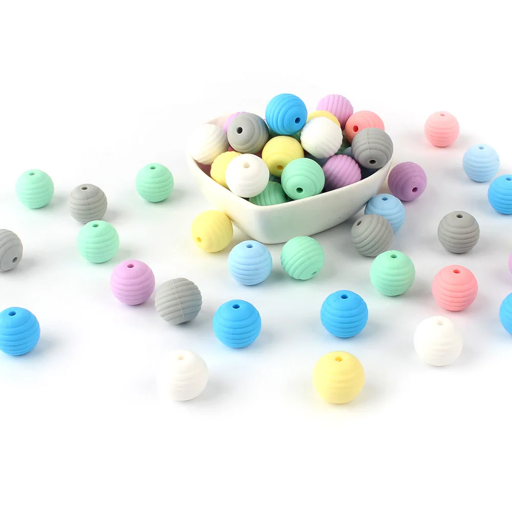 2025 20Pcs 15MM Round Spiral Silicone Beads BPA Free Chewable Baby Teething new Toys Care Infant DIY Pacifier Chain Accessories