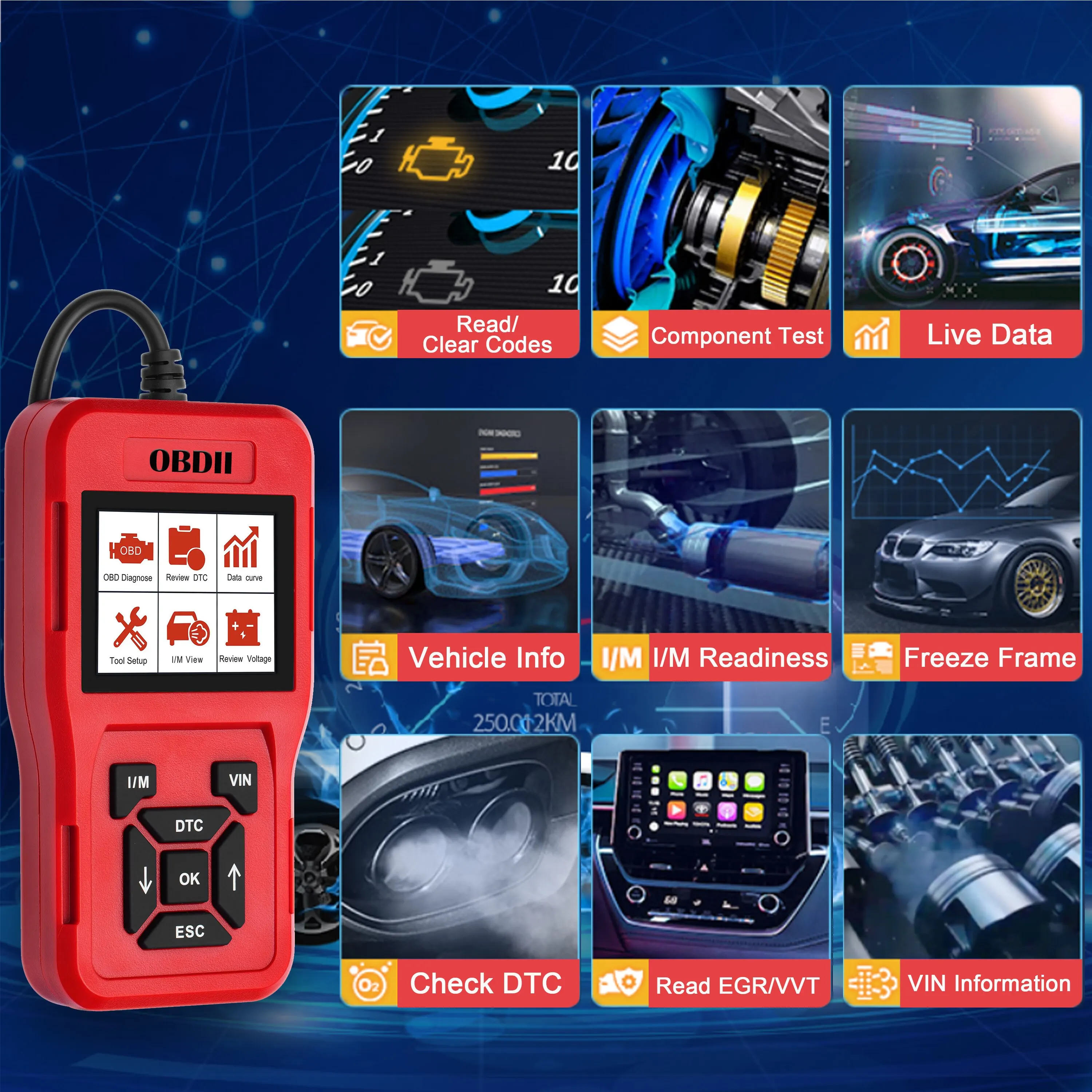 Car Fault Diagnosis Scanner OBD Diagnostic Instrument Car 8Languages Code Reading Card Detector Diagnostic Tool