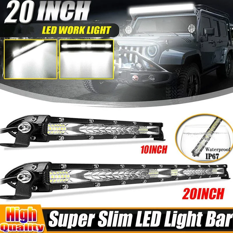 10/20inch Ultra-Thin LED Light Bar Combo Beam Spot Flood Beam Work Lamp for SUV Offroad Car Truck
