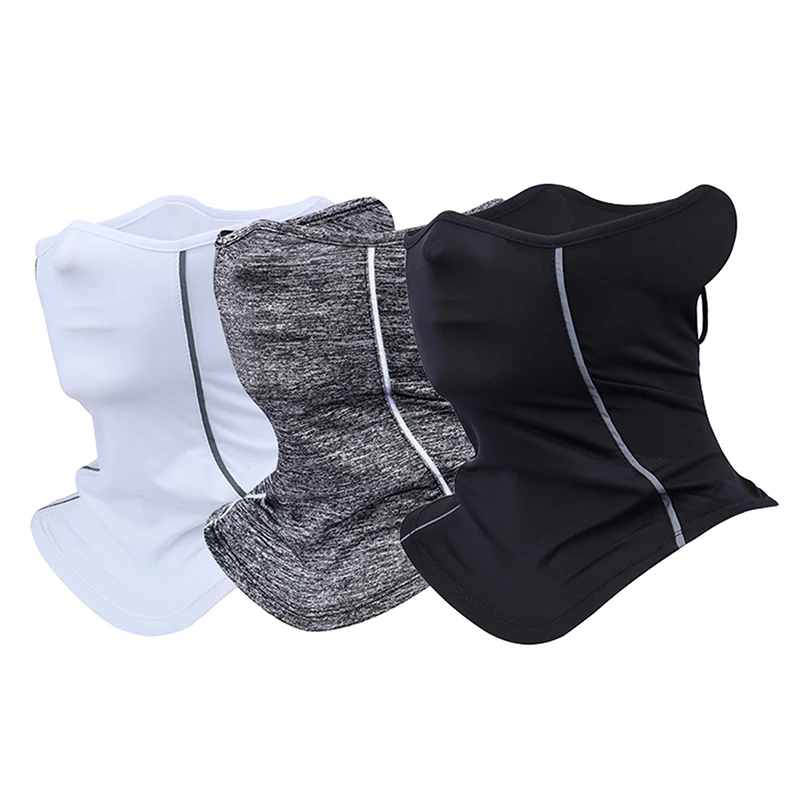 1PC Summer Sunscreen Reflective Night Riding Half Face Mask Unisex Ice Silk Dust-proof Neck Collar Sports Full Head Cold Scarf