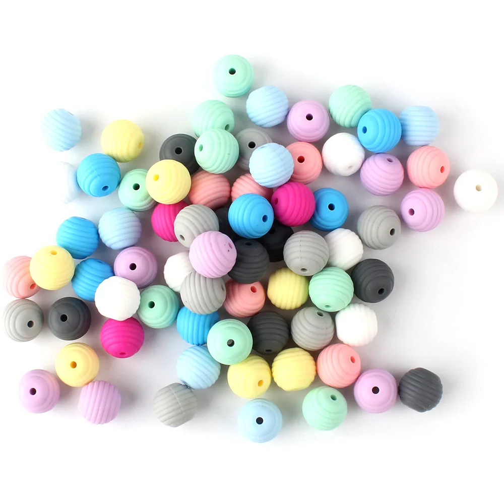 2025 20Pcs 15MM Round Spiral Silicone Beads BPA Free Chewable Baby Teething new Toys Care Infant DIY Pacifier Chain Accessories