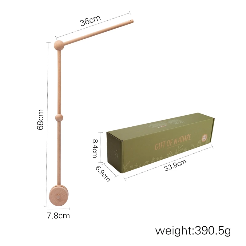 Baby Wooden Bed Bell Bracket 0-12 Months Mobile Hanging Rattles Toy 2025 Hanger Baby Crib Mobile Bed Bell Wood Toy Holder new Arm Bracket