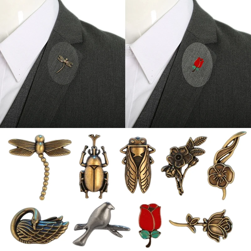 Vintage Alloy Animal Brooch For 2025 Men Enamel Flower Bronze Bird Bee Insect Brooches Shirt Collar Pins Clothing new Jewelry Decoration