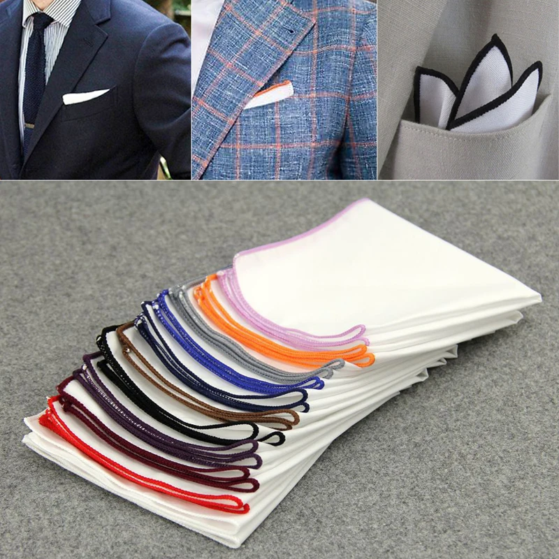 Silk Kerchief Man Dark Blue Striped April Fool's Day Fit Formal Party Pocket Square Handkerchiefs Suit Hanky Accessory Male Gift
