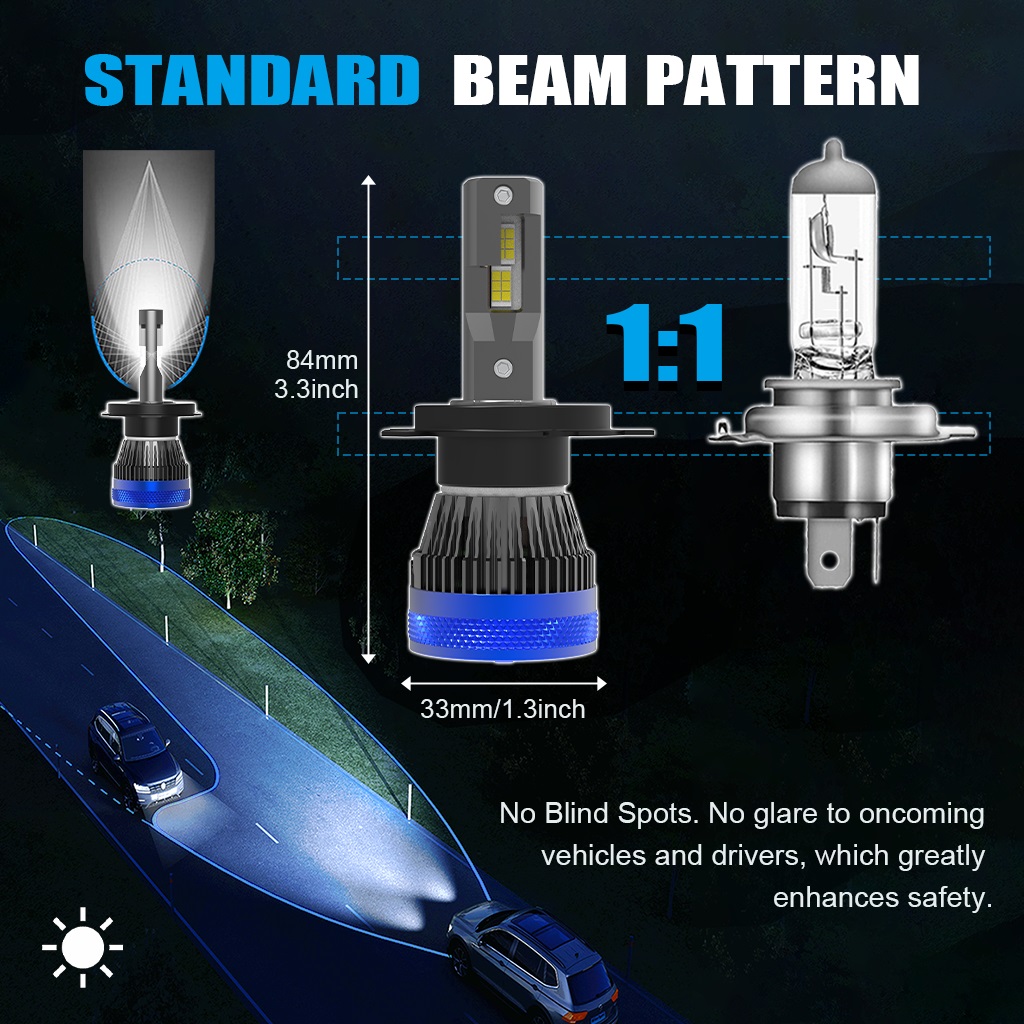 H1 H3 H4 H7 H11 9005 HB3 9006 HB4 H19 9012 H11B H15 9004 hb1 9007 HB5 9003 HB2 Car LED Headlights 30000Lm Bright 2pcs