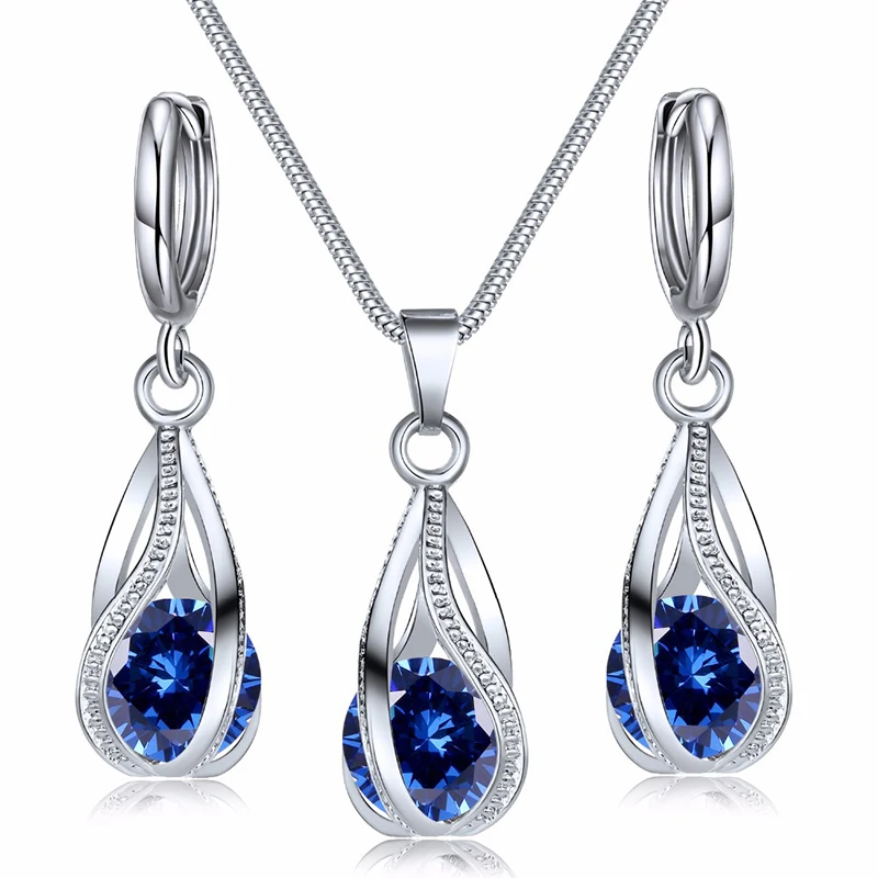 Obega new Cubic Zirconia Necklace Set Lantern Design Multi Color 2025 Stone Pendant Necklace Drop Earrings Copper Material Rhodium Plated