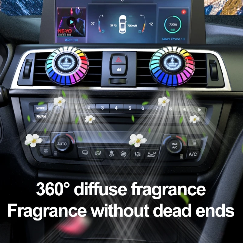 Car Air Freshener with LED Aroma Vent Clip Car Music Rhythm Atmosphere Light Auto Interior Perfume Diffuser Fragrance Accessorie