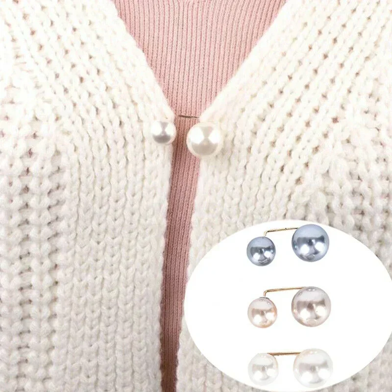 1/3Pcs Double Pearl Lady Brooch Suit Coat Suit Cardigan Pin Buckle Simple Elegant Pearl Brooches Exquisite Jewelry Decoration