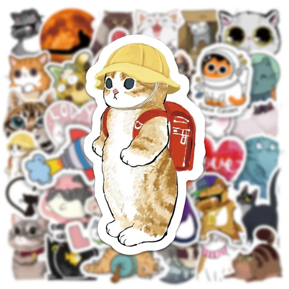 50pcs Lovely Cat Stickers Laptop Phone Case Water Bottle Guitar Fridge Cute Animal Vinyl new 2025 Decal for Kids Gift Waterproof