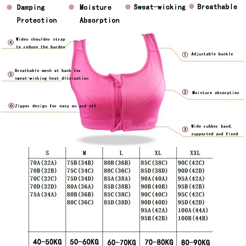 Absorb sweat Shock-proof Sports Bra High-strength four-level without steel ring new front 2025 zipper sports bra Fixed shoulder straps