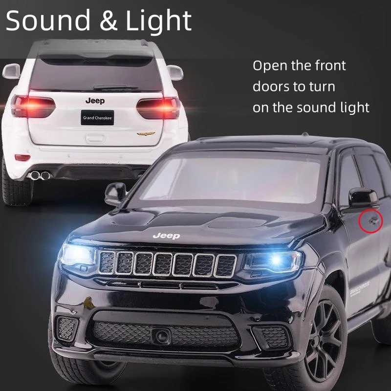 Diecast Model Cars 1/32 Jeep Grand Cherokee Speedway Hawk JACKIEKIM Diecast Mini Toy Model SUV Car Sound and Light Series Gifts T240524