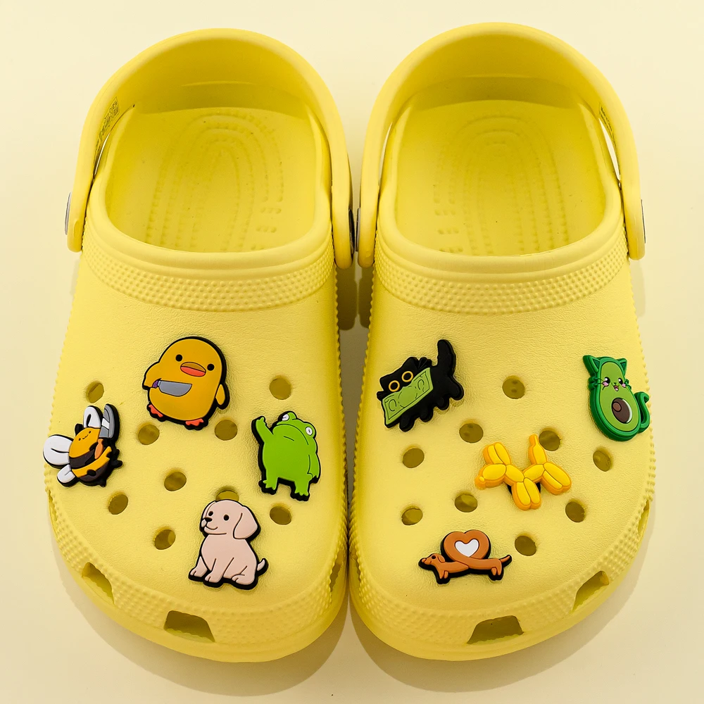 Cute Animals Shoes Charms Accessories Funny Frog Dog Duck Cactus Avocado Shoe Decorations Salamander Pins Jeans