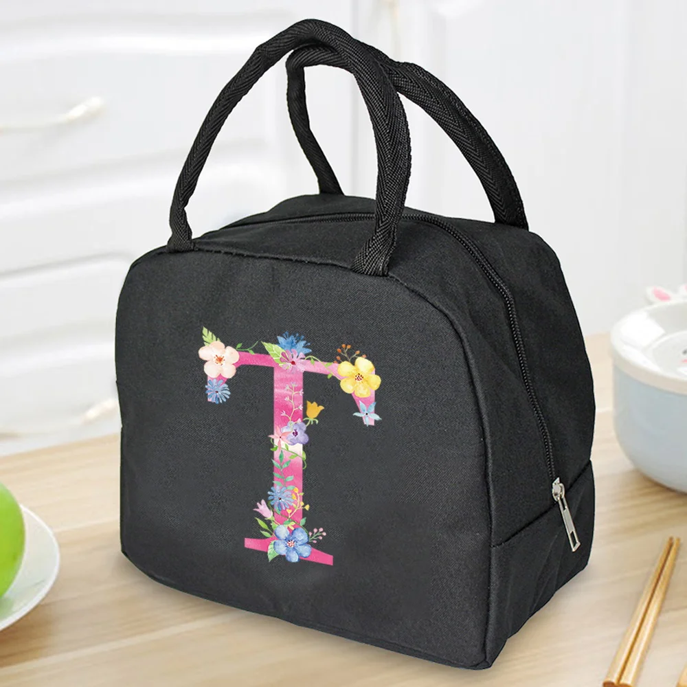 Picnic new Insulated Box Portable Lunch Bag Cooler 2025 Tote Hangbag Pink Letter Thermal Food Container for Women Kids Travel Lunchbox