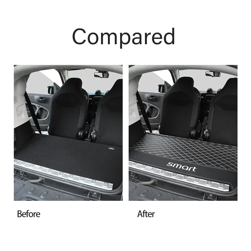 Custom Car Trunk Mat Bottom Boot Carpet Leather Cargo Liner Interior Accessories For Smart 451 Fortwo 453 Fortwo Forfour 2015