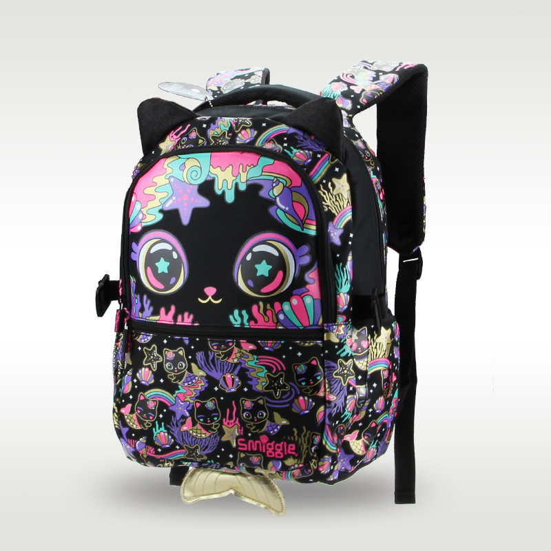 Australian original Smiggle children's hot-selling schoolbag female cute high-quality backpack black cat 16 inches