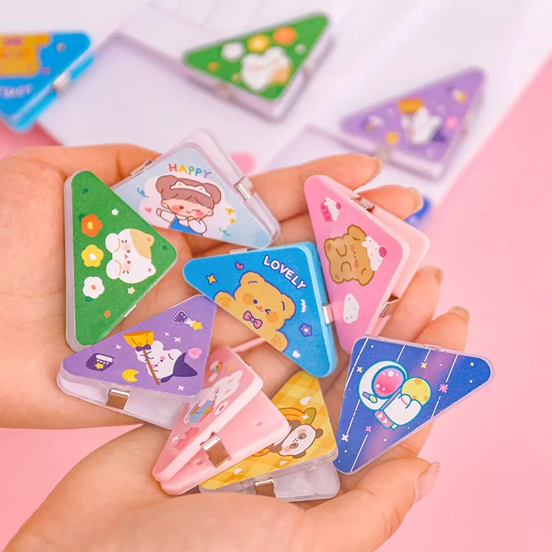 5pcs Kawaii Triangle Corner Clips Cute Bookmarks Page Holder Paper Clips File Index Photo Clamp Korean Stationery Desk Organizer
