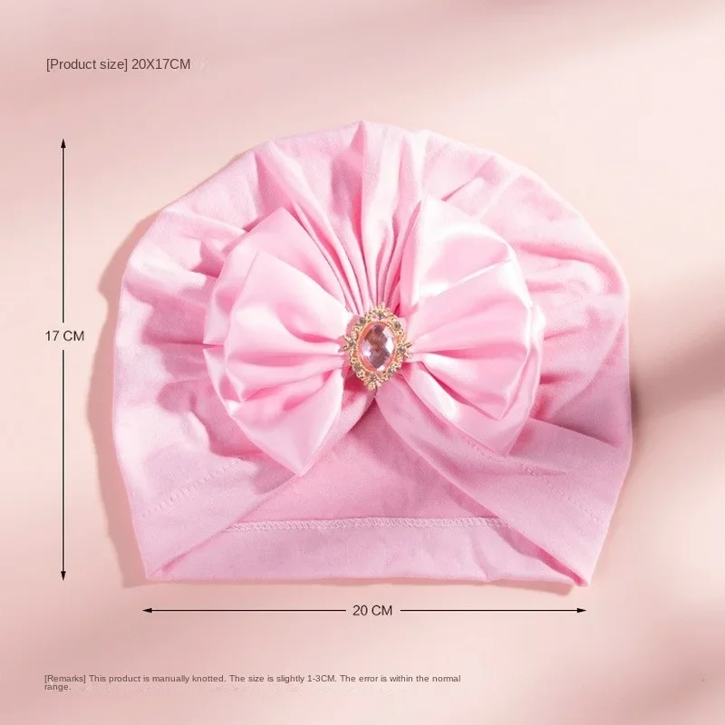 Baby Hats Caps Big Bownot Turban Hat Cute Solid Color Rhinestone Head Wraps for Newborn Infant Kids Toddler Bow Beanie Headwraps