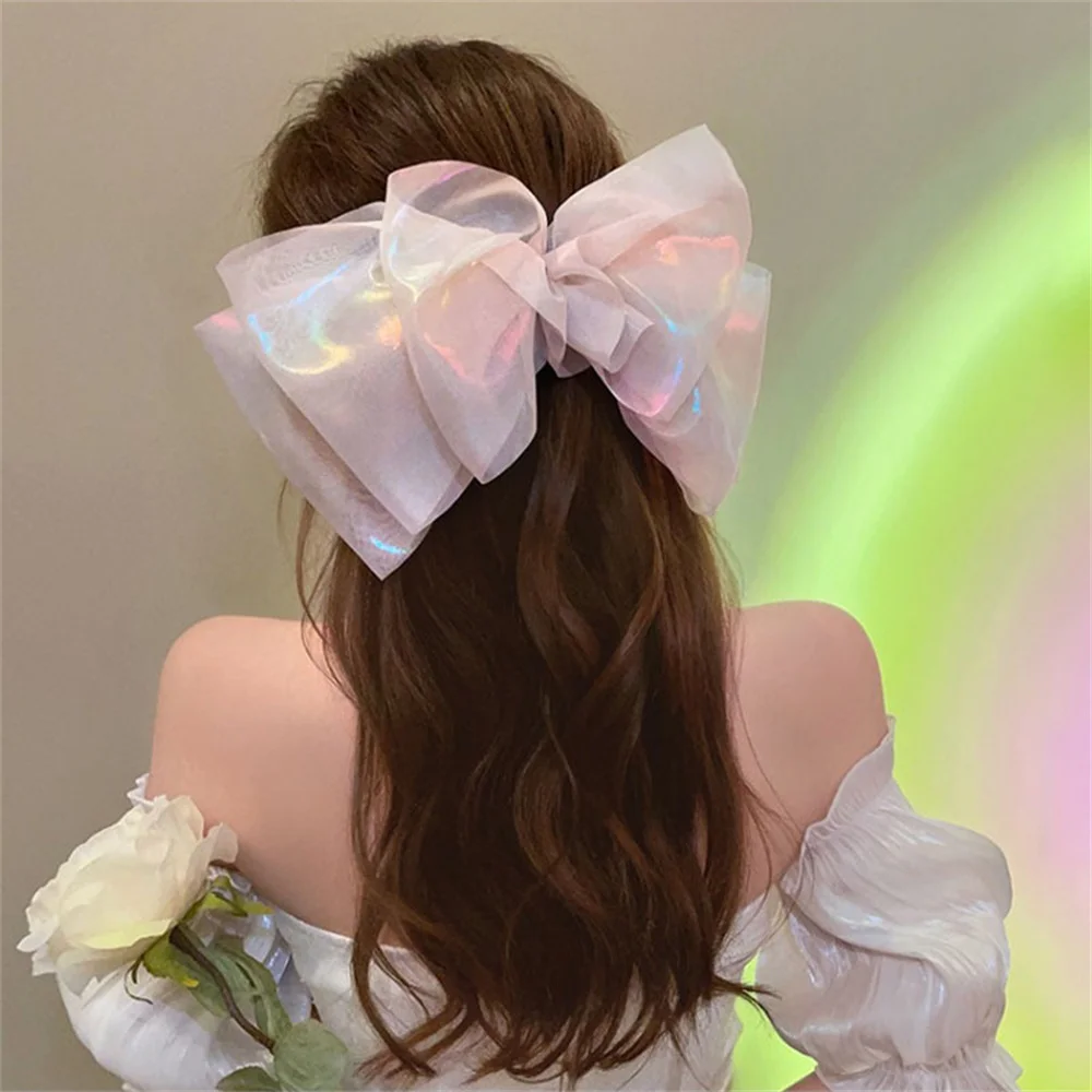 Fresh Flower Mesh Hair Bows Daisy Girls Hair Clips Korean Hairpin Handmade Hairbow Barrettes Party School Hairgrips Accessories